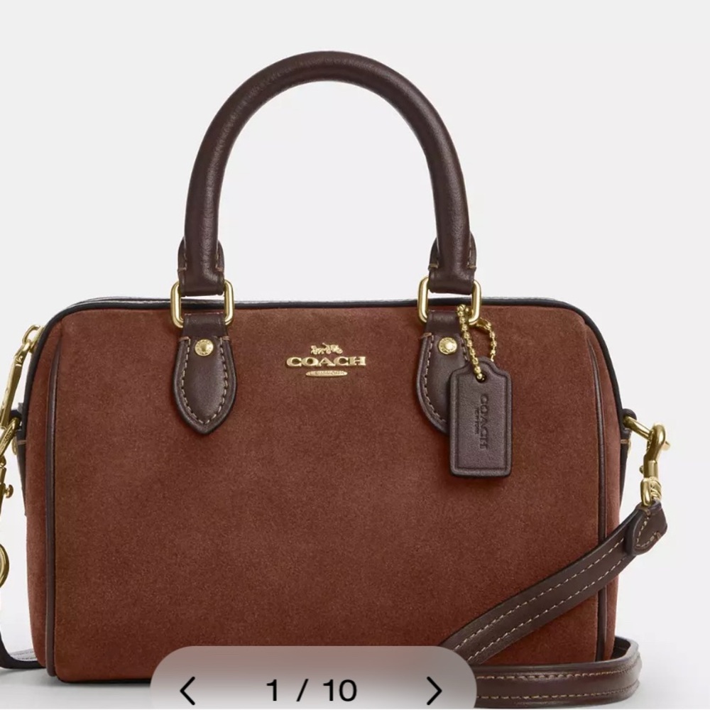 Coach Rowen Satchel in Suede – Large, Brown – Brand New (No Tags)